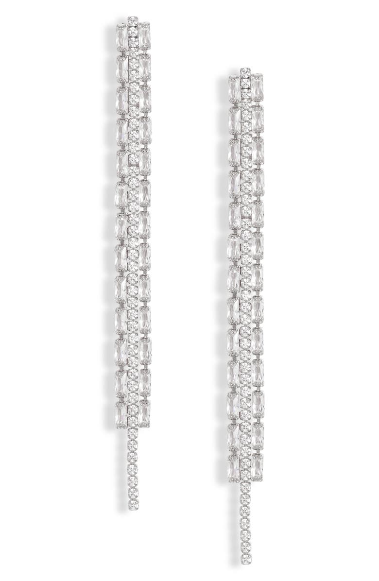 Nordstrom Cubic Zirconia Linear Drop Earrings, Main, color,