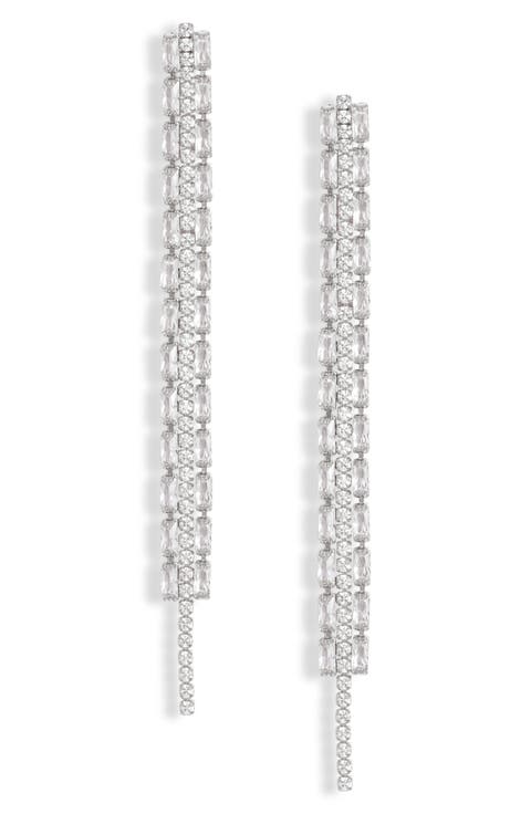 Cubic Zirconia Linear Drop Earrings