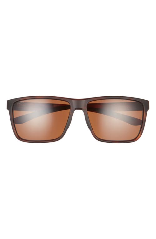 Smith Riptide 61mm Polarized Sport Square Sunglasses in Matte Tortoise/Brown 