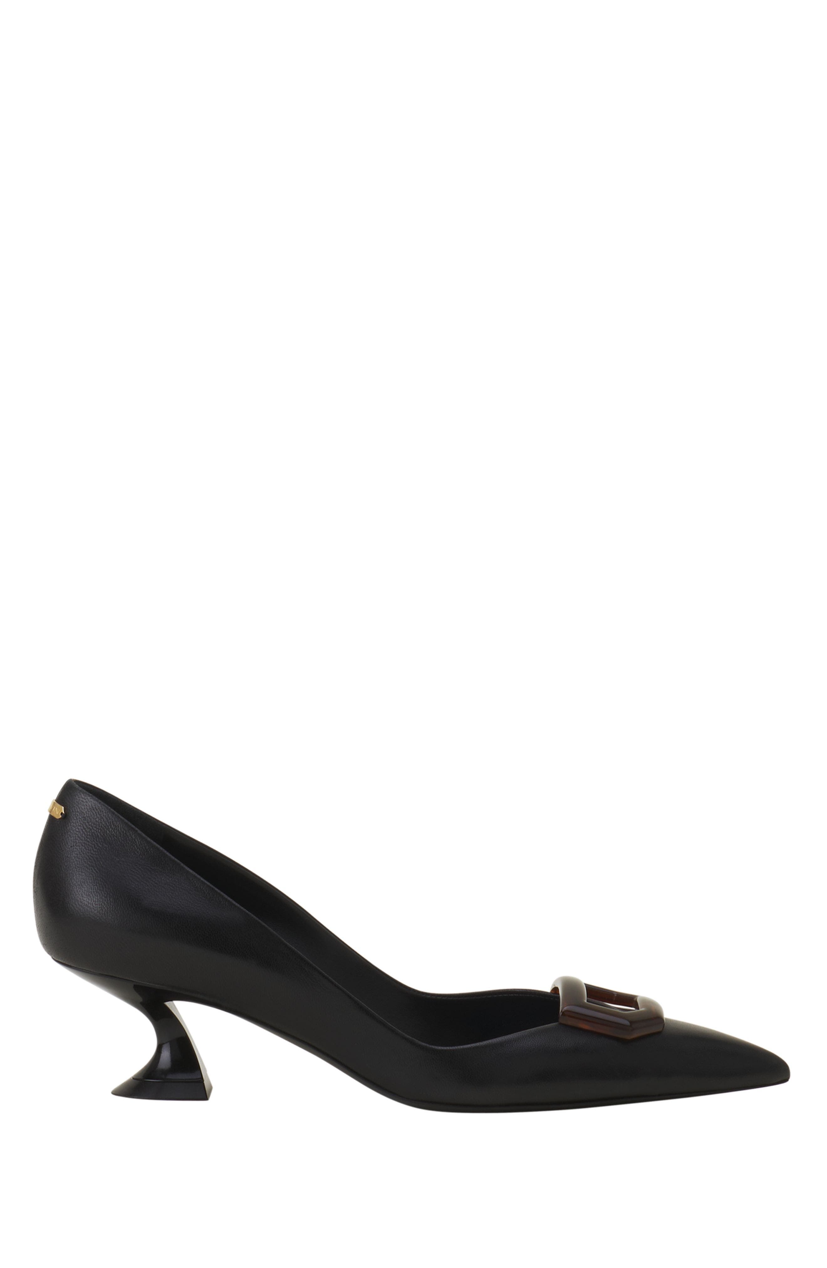 Lanvin Midnight Step Leather Pump With Buckle, Main, color, Black