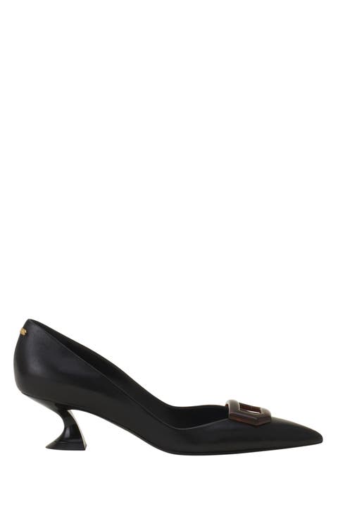 Midnight Step Leather Pump With Buckle