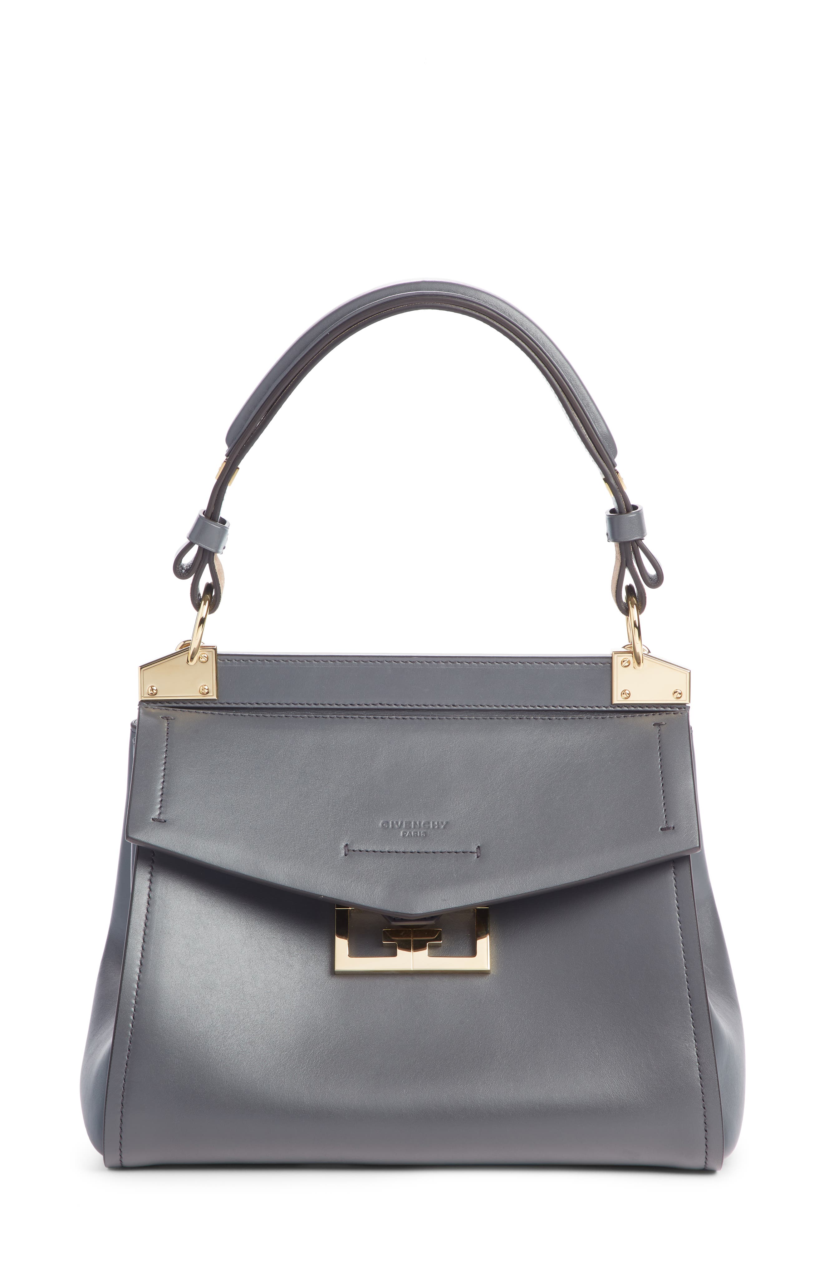 Small Mystic Leather Satchel, Main, color, STORM GREY