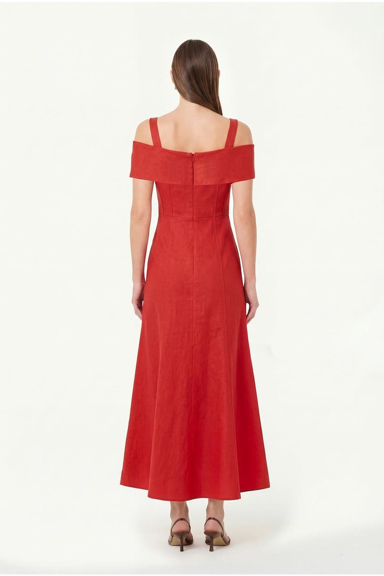 Ivana Linen Dress, Alternate, color, TOMATO