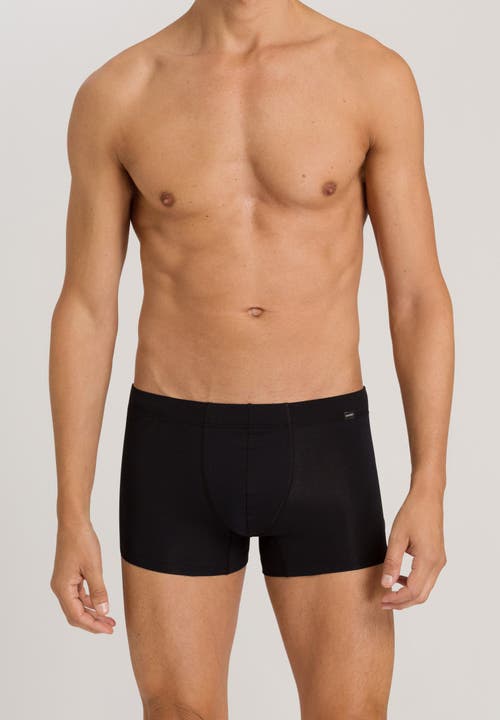 Hanro 2-pack Cotton Boxer Briefs With Covered Waistband In Black