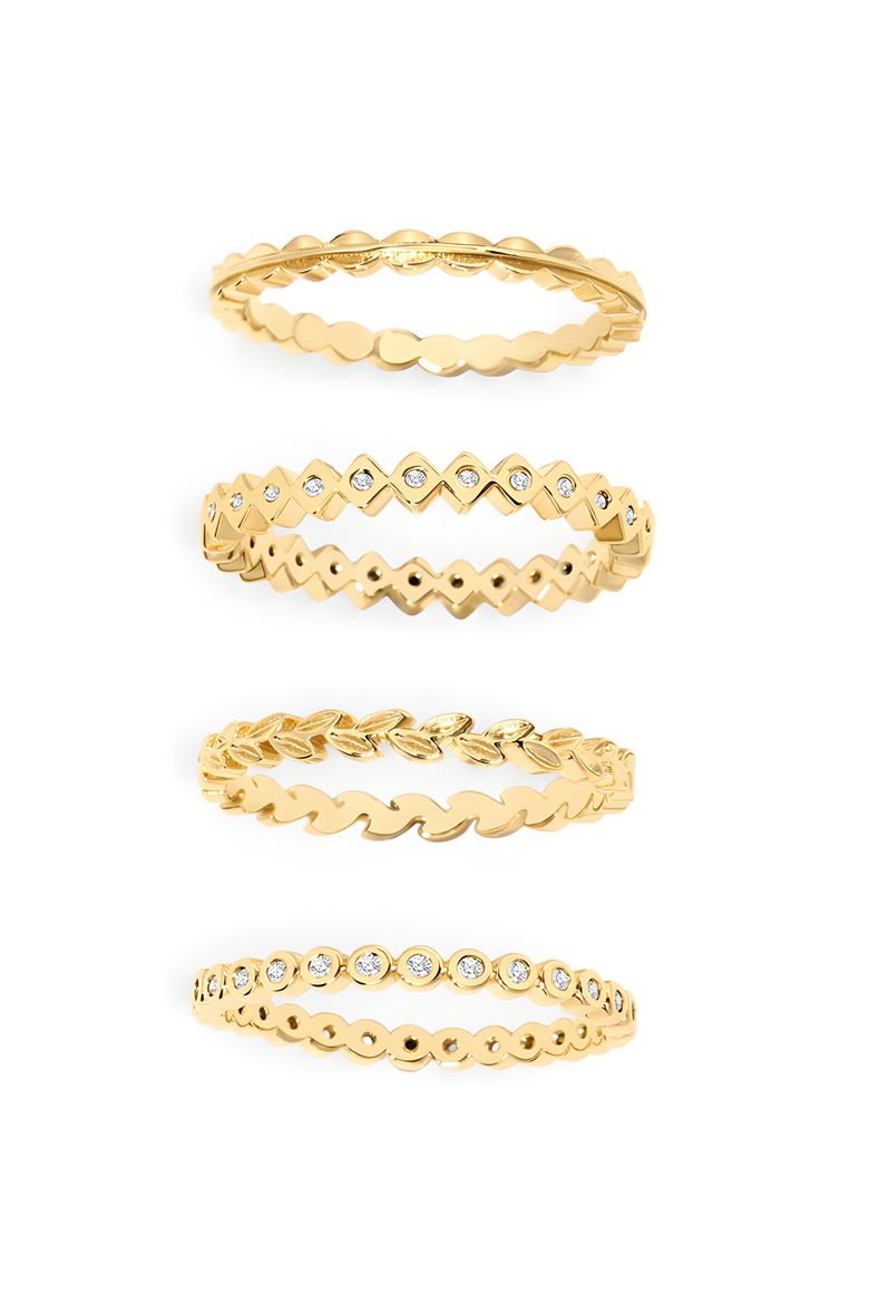 Dainty Mini Ring Set, Alternate, color, Gold
