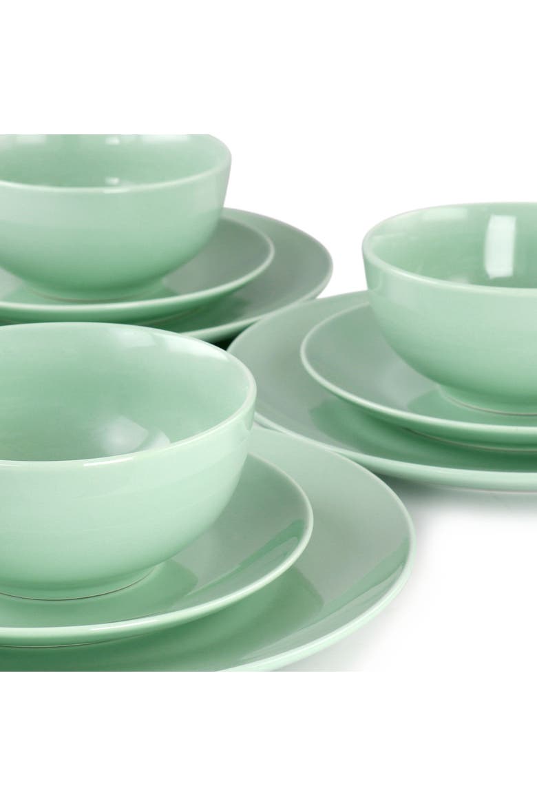 Luna 18 Piece Porcelain Dinnerware Set, Alternate, color, Green