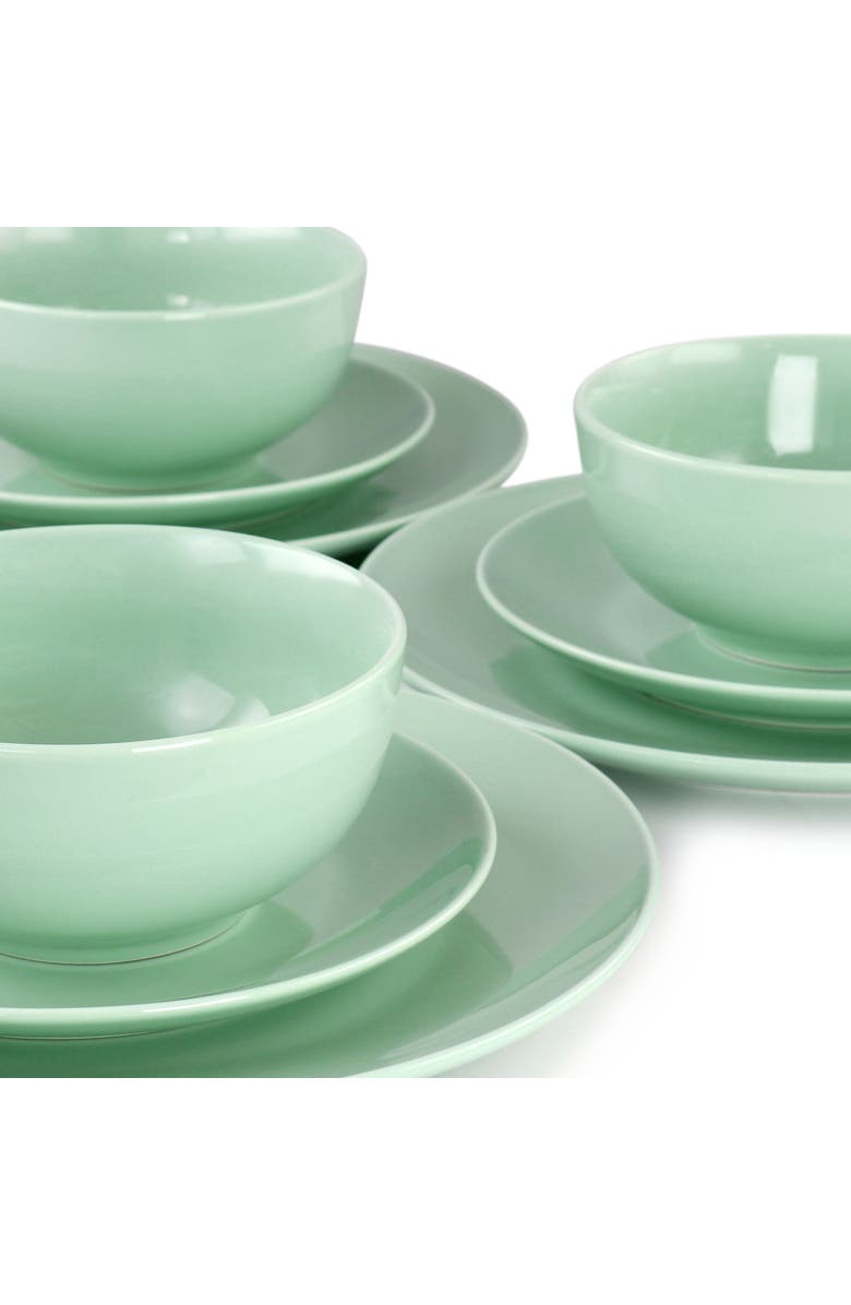 Elama Luna 18 Piece Porcelain Dinnerware Set, Alternate, color, Green