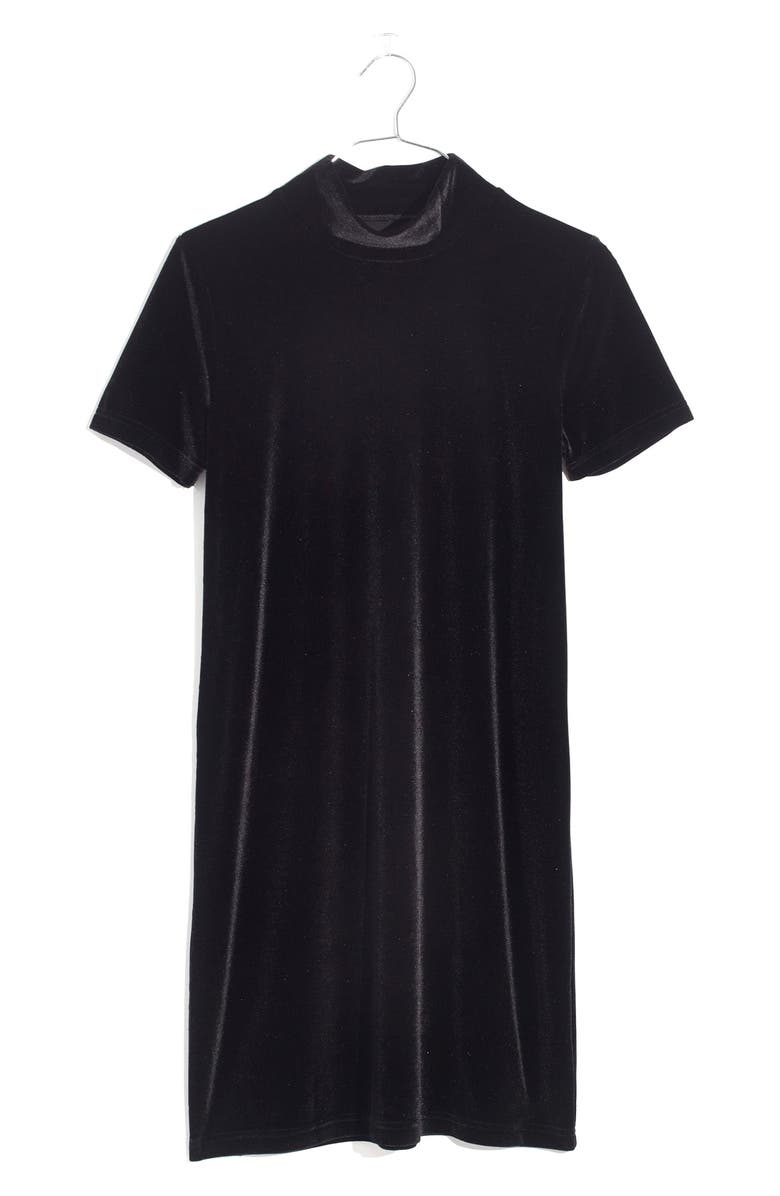 Madewell Velvet Mockneck Shift Dress, Alternate, color,
