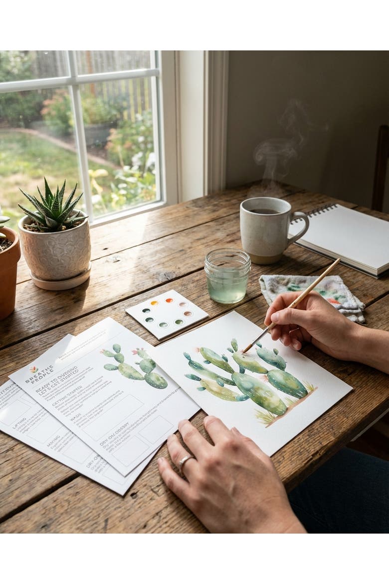 Desert Bloom All-In-One Watercolor Kit, Alternate, color, Desert Cactus