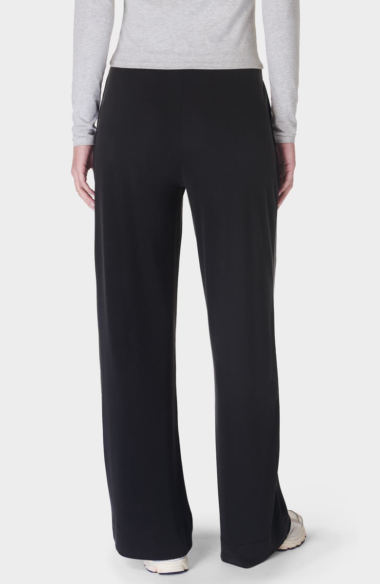 Sweaty Betty At Ease Pleated Wide Leg Pants, Alternate, color, Black