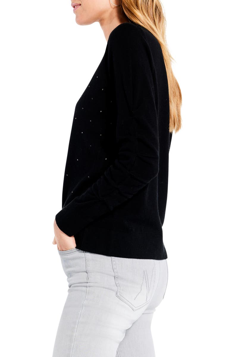 NIC+ZOE Rhinestone Embellished V-Neck Sweater, Alternate, color, 