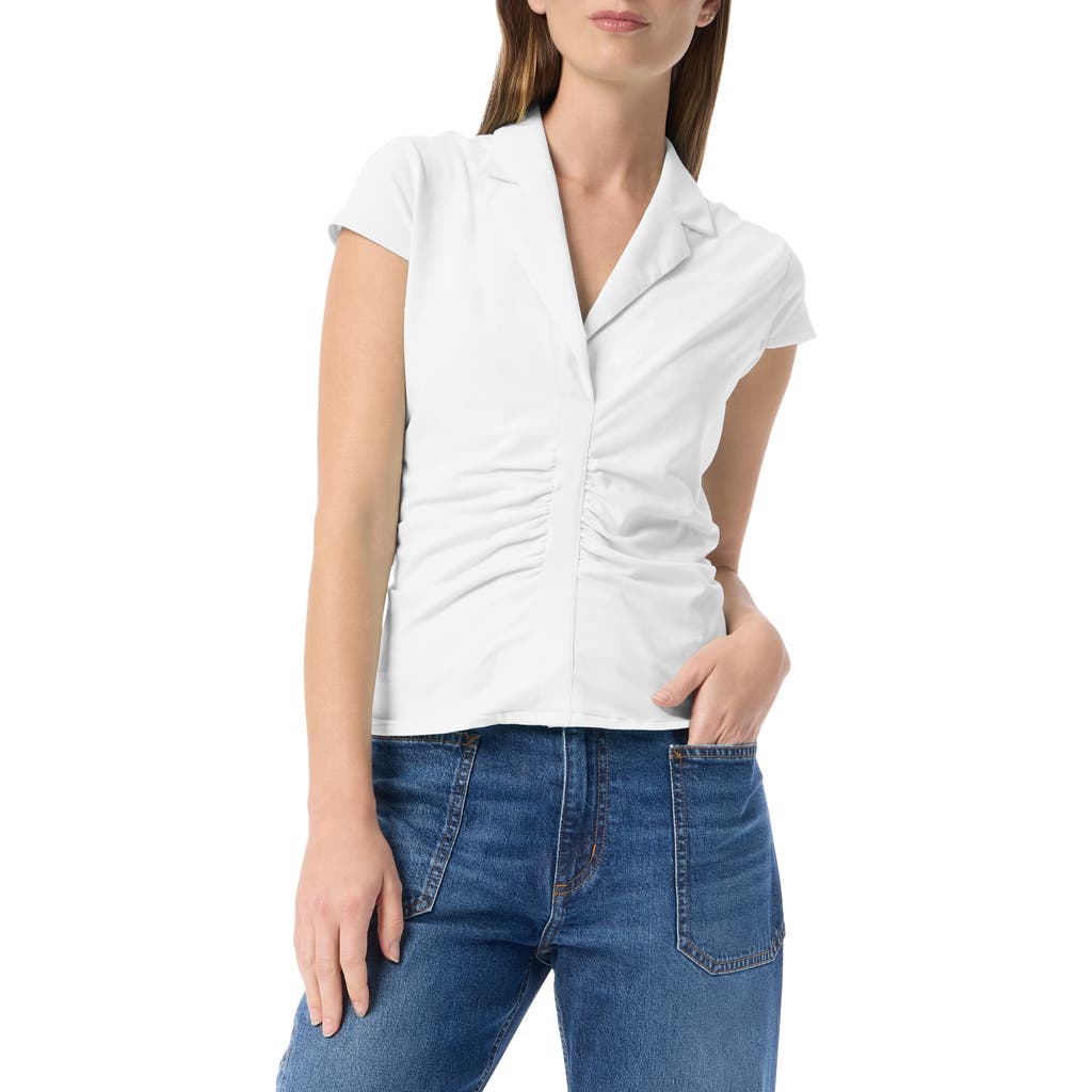 Do By Dee Ocleppo Anastasia Center Ruched Cotton Blend Top In Optic White
