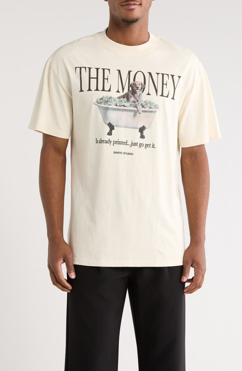SANTO STUDIO Printed Cotton Graphic T-Shirt, Main, color, Cream