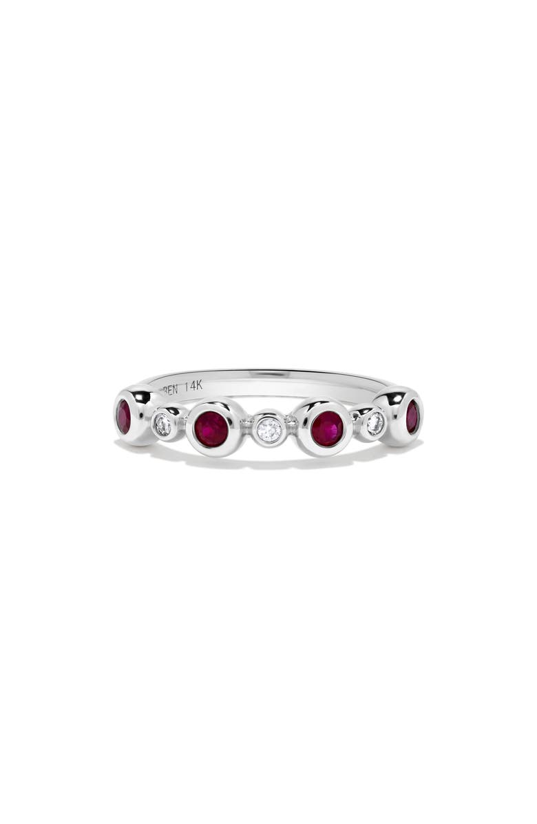 H.J. Namdar 14K White Gold Diamond & Gemstone Stackable Ring, Alternate, color, White Gold/ Ruby/ Diamond