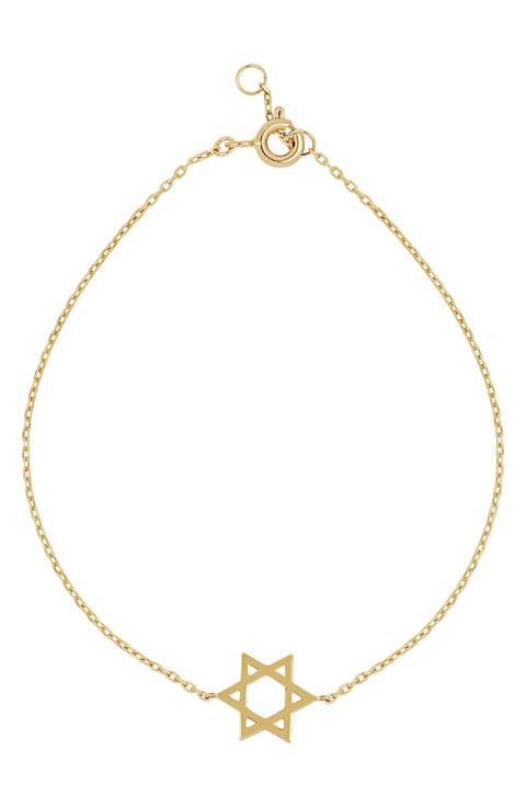 14K Gold Star of David Bracelet