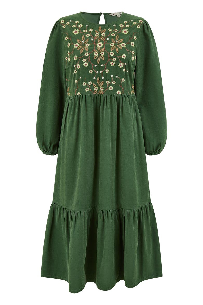 Long Sleeve Embroidered Midi Dress, Alternate, color, Green
