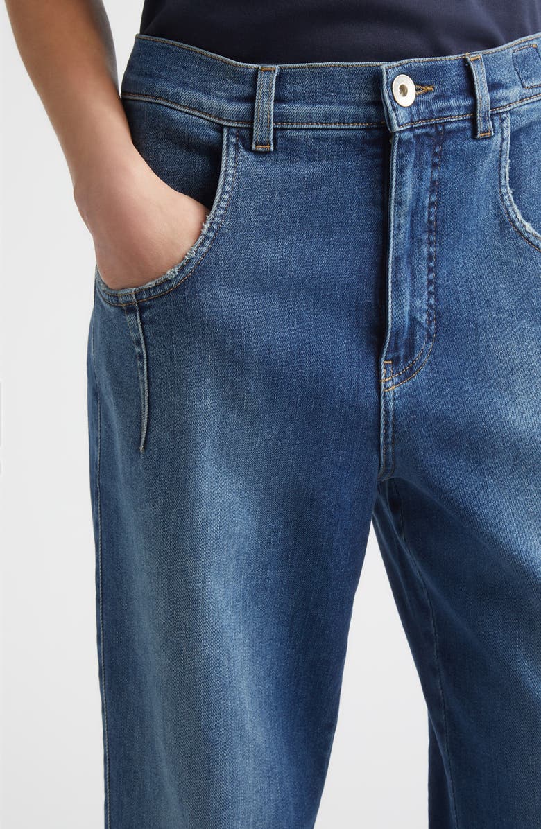 Eleventy High Waist Stretch Denim Straight Leg Ankle Jeans, Alternate, color, 