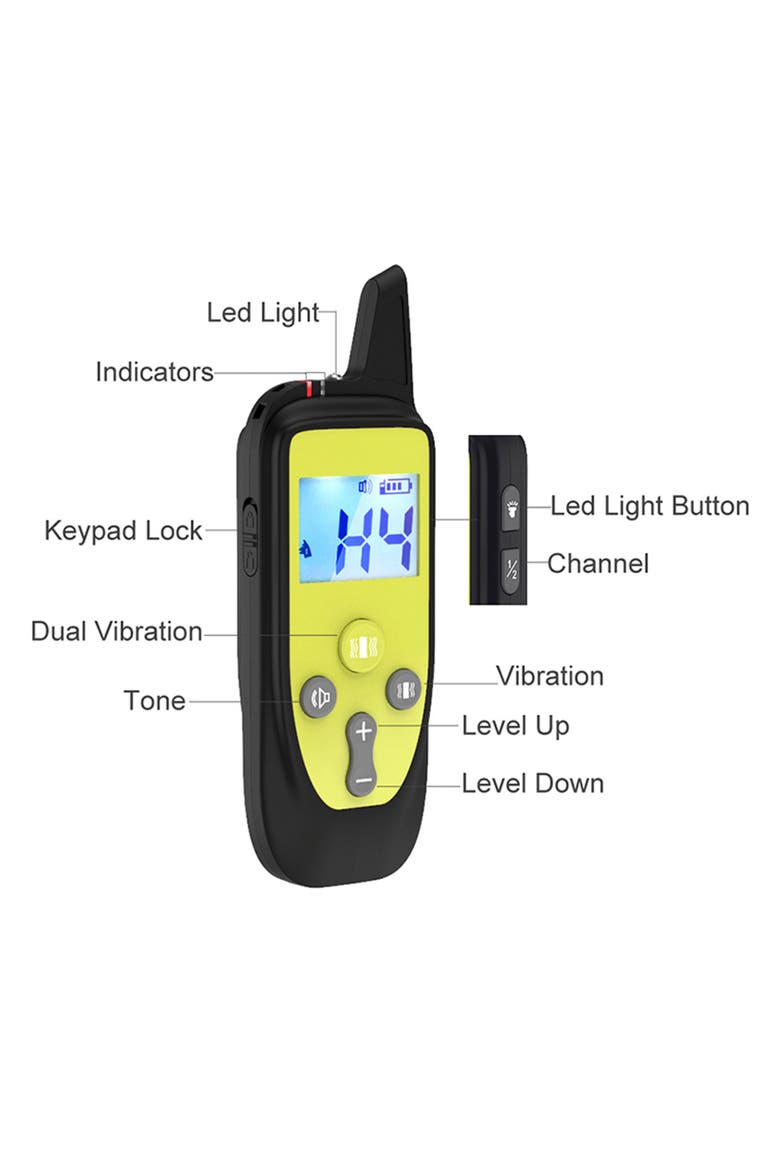 Yard-Trek 1-to-2 Dog 550-Yard Range 16-Level Vibration and Sound Training Dog Collar, Alternate, color, YELLOW