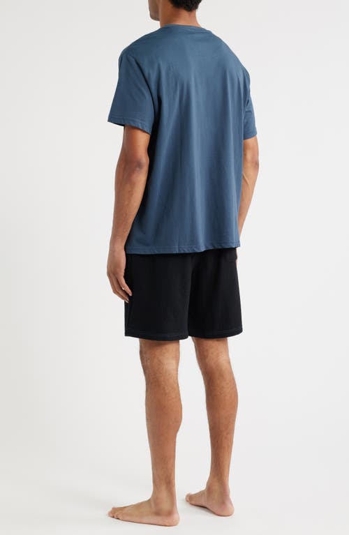 Majestic International Cotton Blend Pajama T-shirt & Waffle Shorts Set In Black