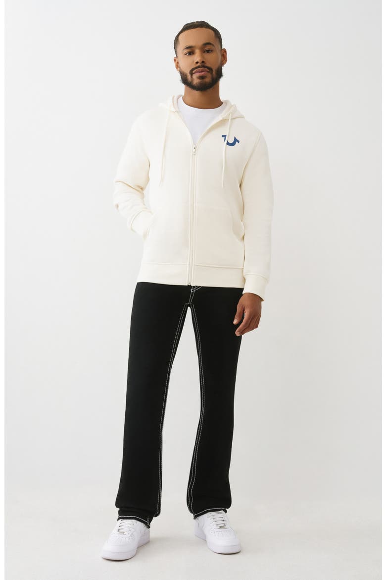 Stitched Logo Zip Hoodie, Alternate, color, WINTER WHITE