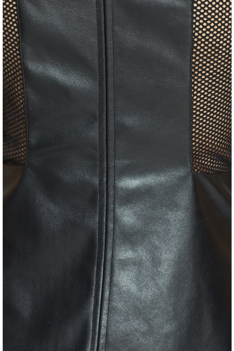 Mesh Inset Faux Leather Tank, Alternate, color, BLACK