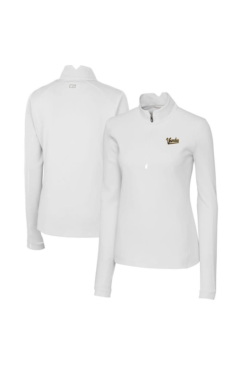 Cutter & Buck Women's Cutter & Buck White Vanderbilt Commodores Vault DryTec Traverse Stretch Quarter-Zip Top, Main, color, 