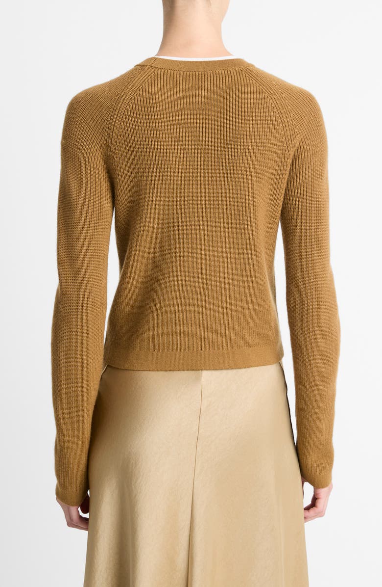 Vince Contrast Trim Merino Wool & Cashmere Sweater, Alternate, color, Amber Nut/ Off White