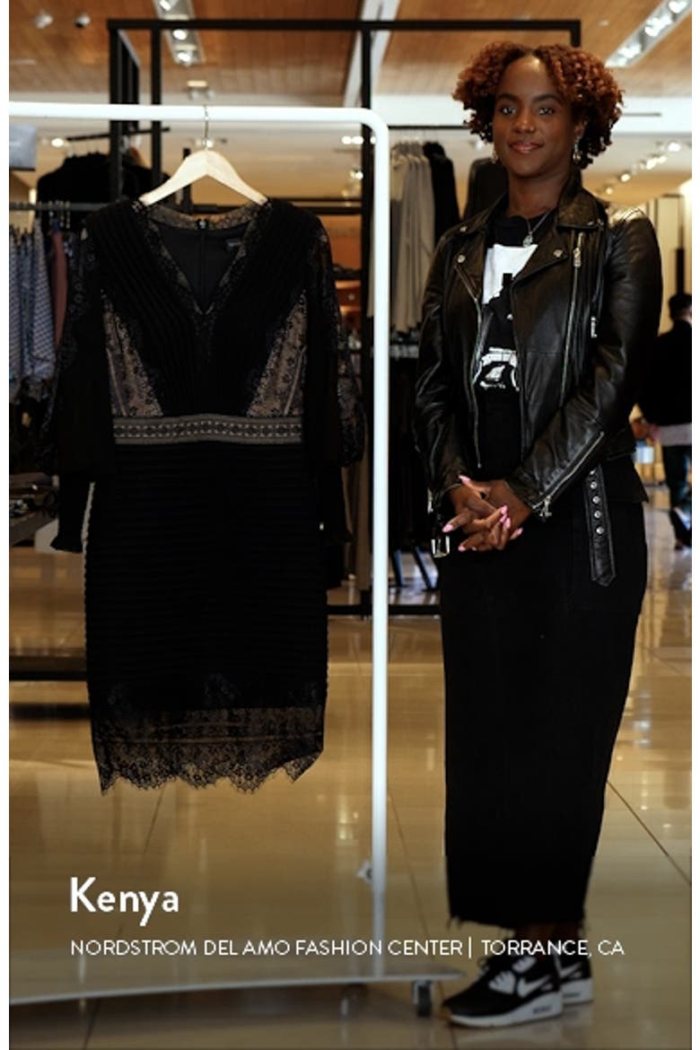 Pleated Lace Long Sleeve Sheath Dress video