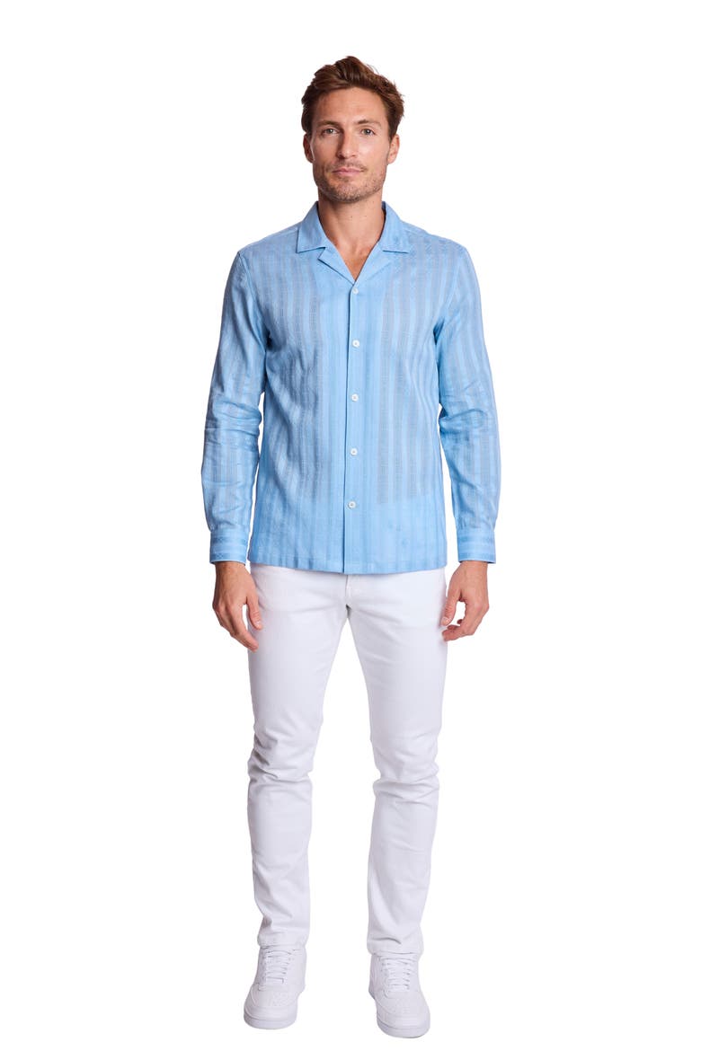 Parker Trim Fit Cotton Button-Up Shirt, Alternate, color, LIGHT BLUE DOBBY STRIPES
