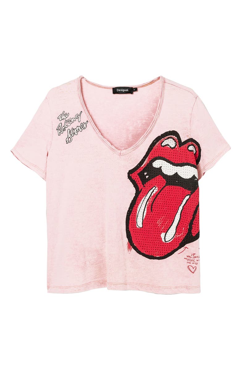 Desigual The Rolling Stones Rhinestone T-Shirt, Alternate, color,