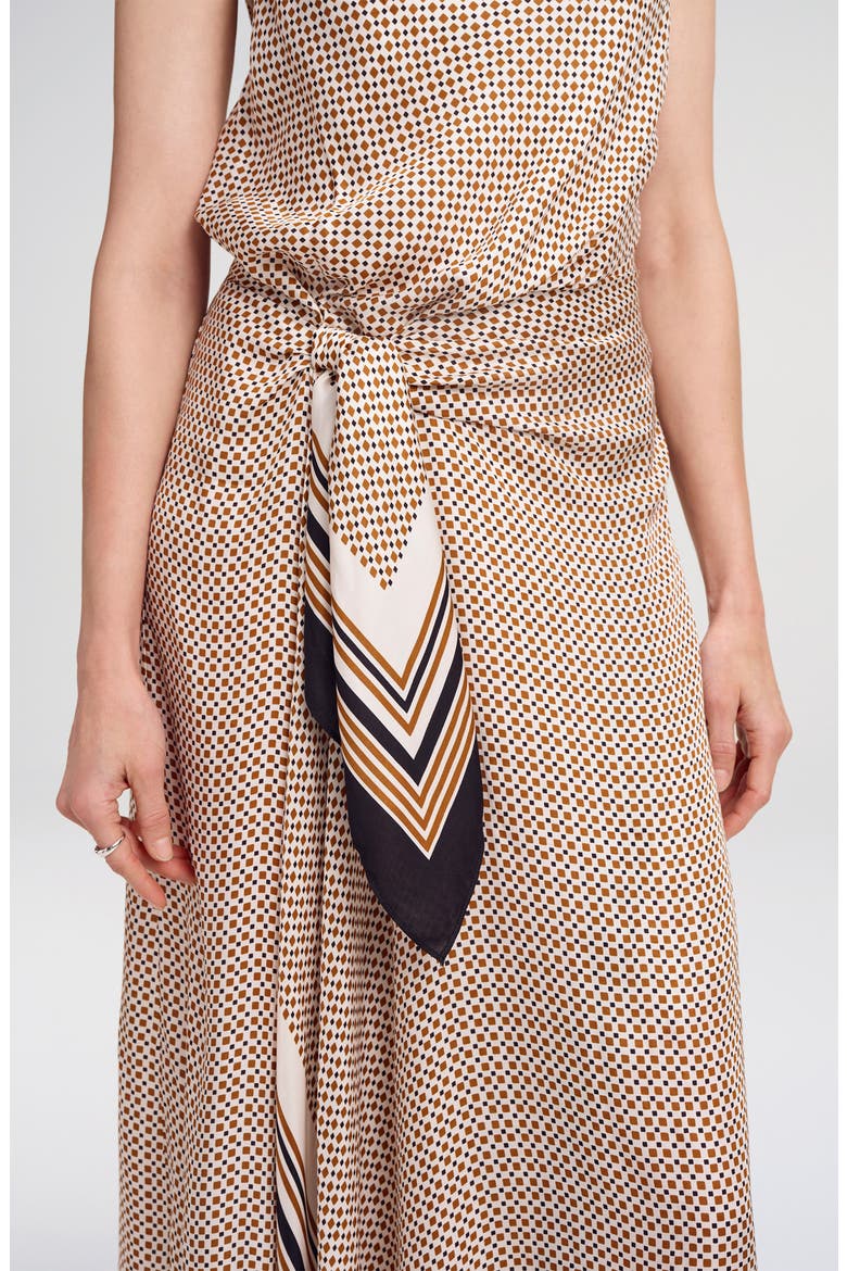 Aliana Sleeveless Maxi Dress, Alternate, color, BLACK/ CARAMEL DOTTED
