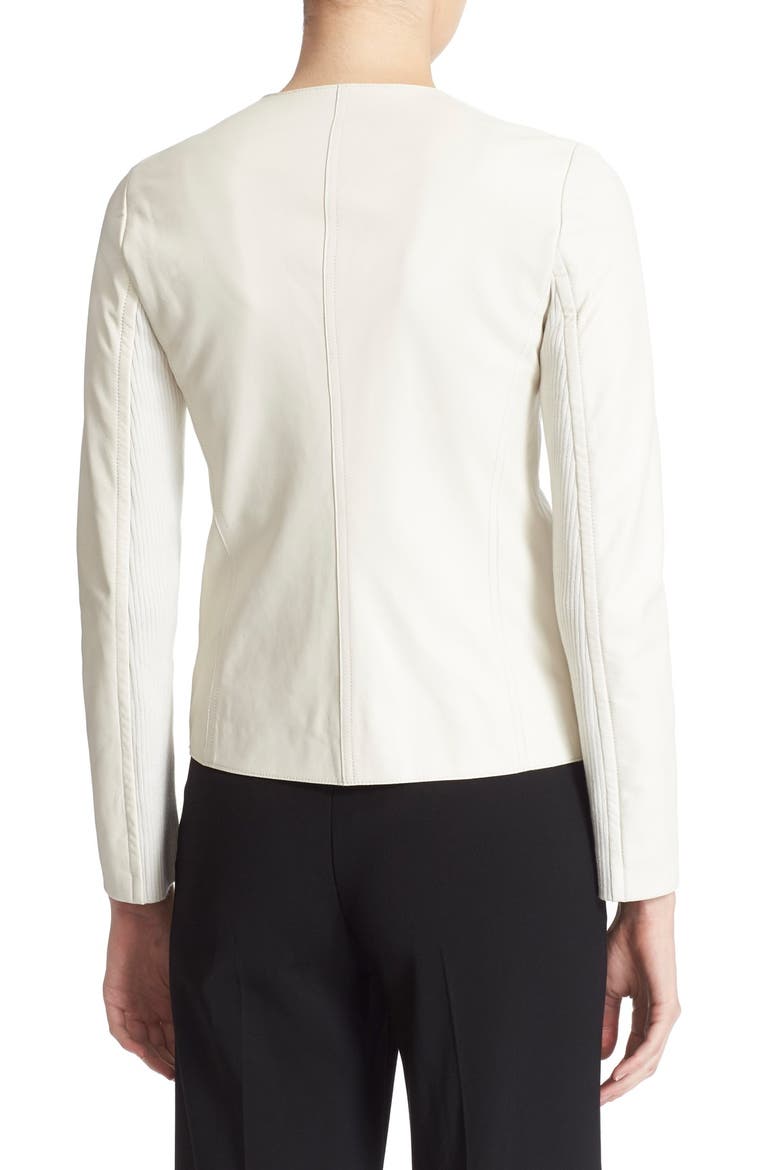 Tailored Leather Jacket, Alternate, color, WINTER WHITE