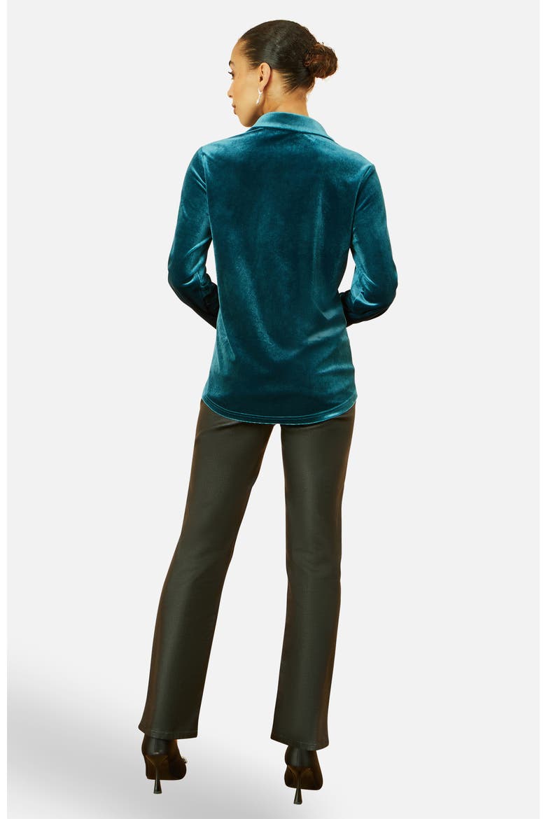 Velvet Relaxed Fit Shirt, Alternate, color, Teal