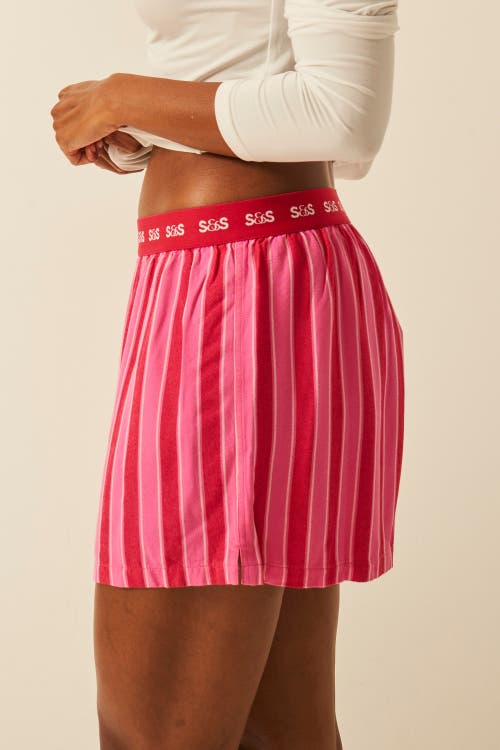 Stripe & Stare Ecovero Pyjama Shorts In Pink