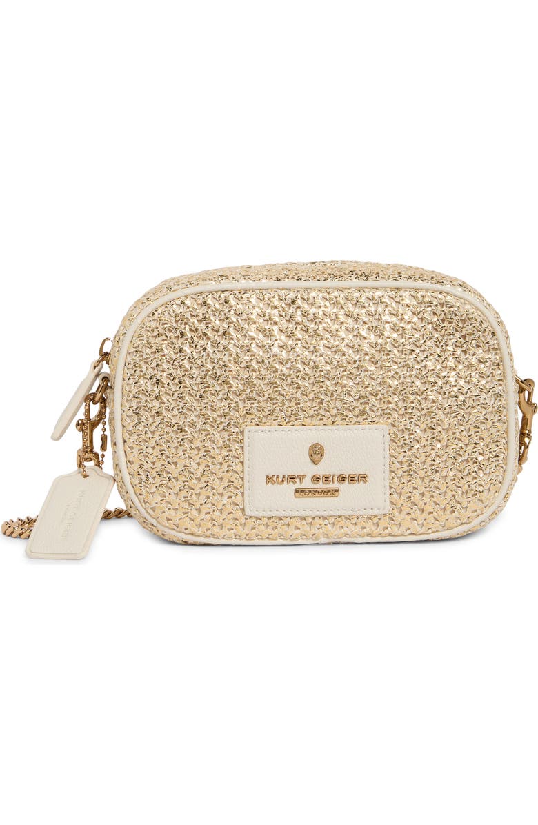 Kurt Geiger London Chiswick Faux Raffia Camera Bag, Main, color, Open Yellow