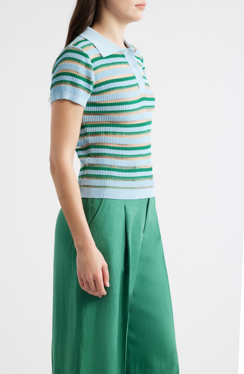 DELUC Levanzo Stripe Knit Polo, Alternate, color, Multicolor Light Blue