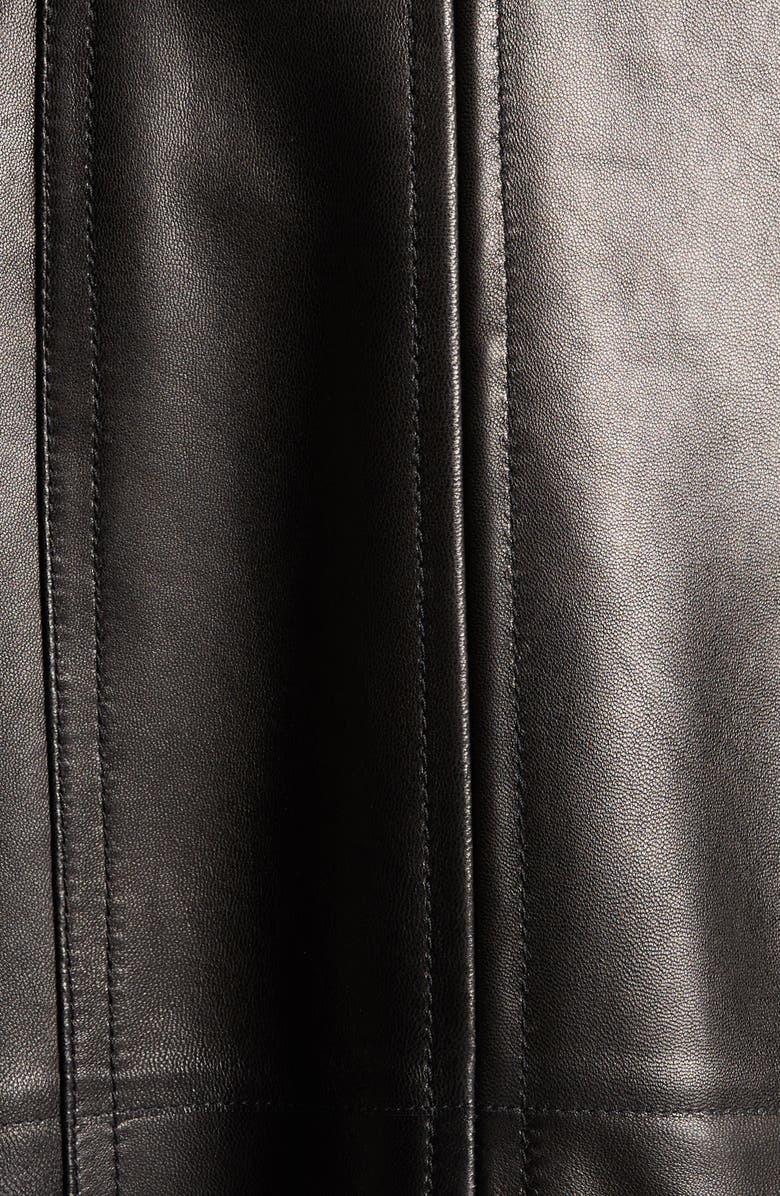 Bottega Veneta Drape Puff Sleeve Napa Leather Dress, Alternate, color, 