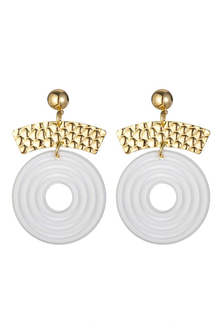 Adele Open Circle Drop Earrings, Main, color, WHITE
