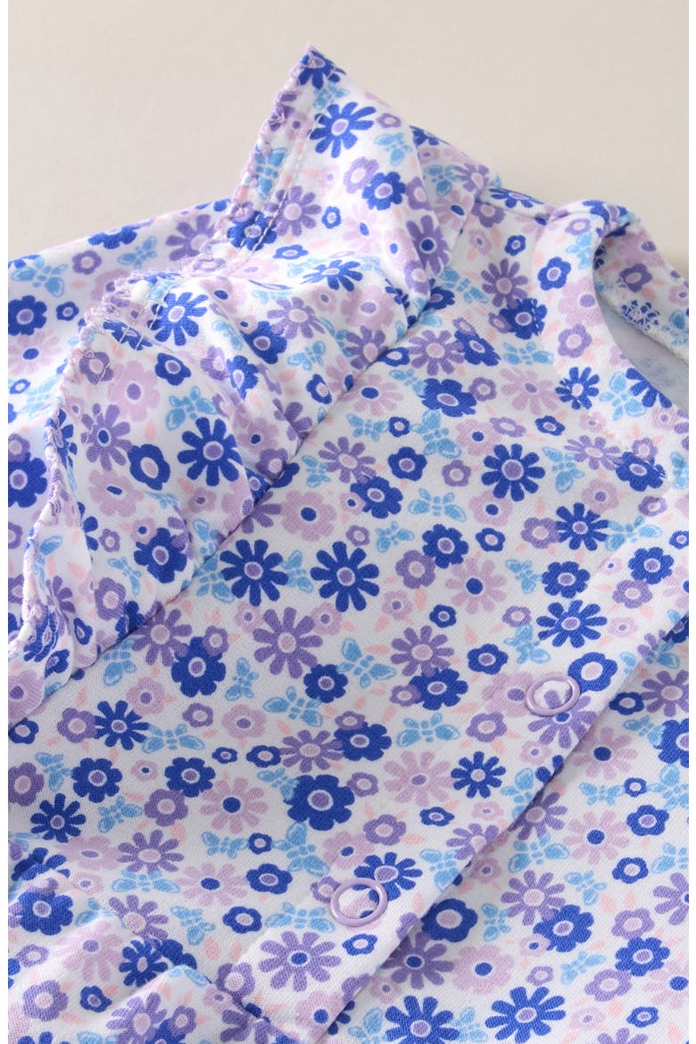 Floral Print Ruffle Romper, Alternate, color, WHITE BUTTERFLY GARDEN