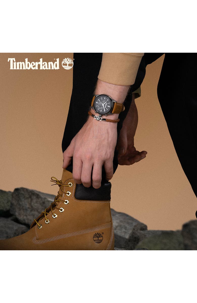 Timberland Northbridge Multifunction Chronograph Leather Strap Watch, 45mm, Alternate, color, Tan