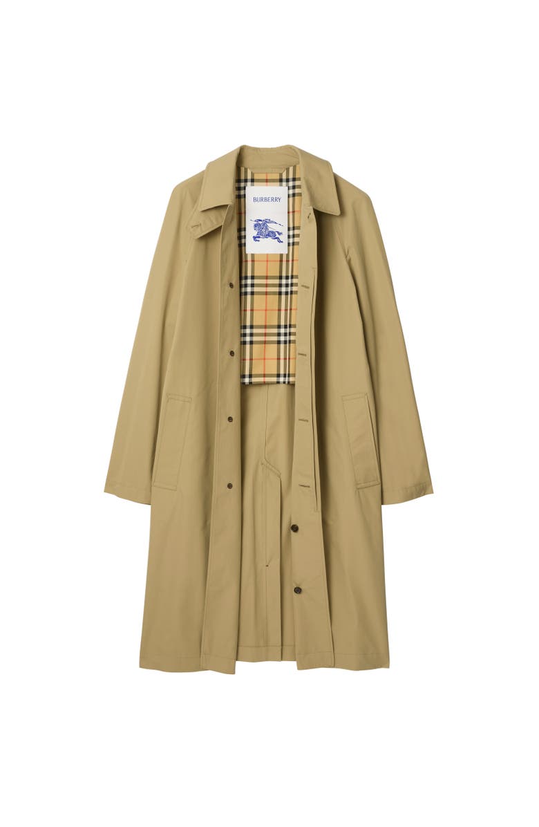 Burberry Long Cotton Car Coat, Alternate, color, Hamper Beige