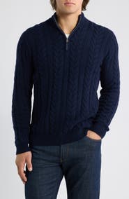Peter Millar Crown Crafted Cable Quarter Zip Sweater
