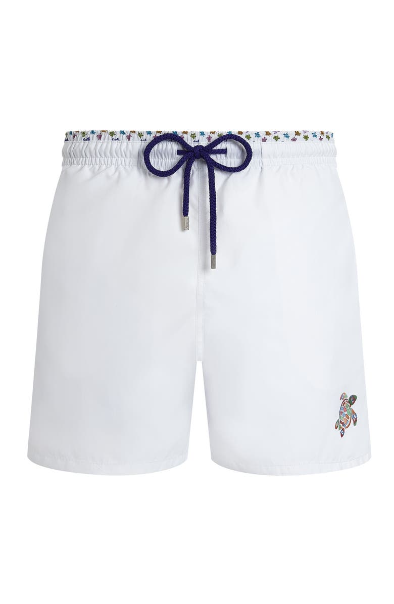 Vilebrequin Men Swim Shorts Bicolor Micro Ronde des Tortues, Main, color, White