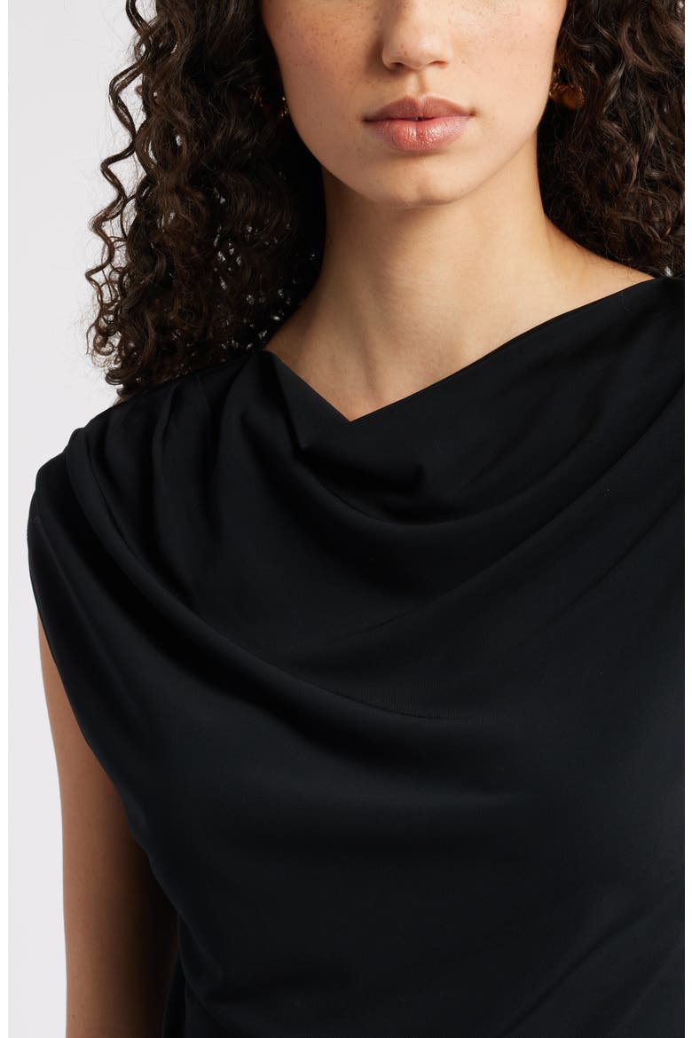 Drape Cap Sleeve Jersey Top, Alternate, color, BLACK