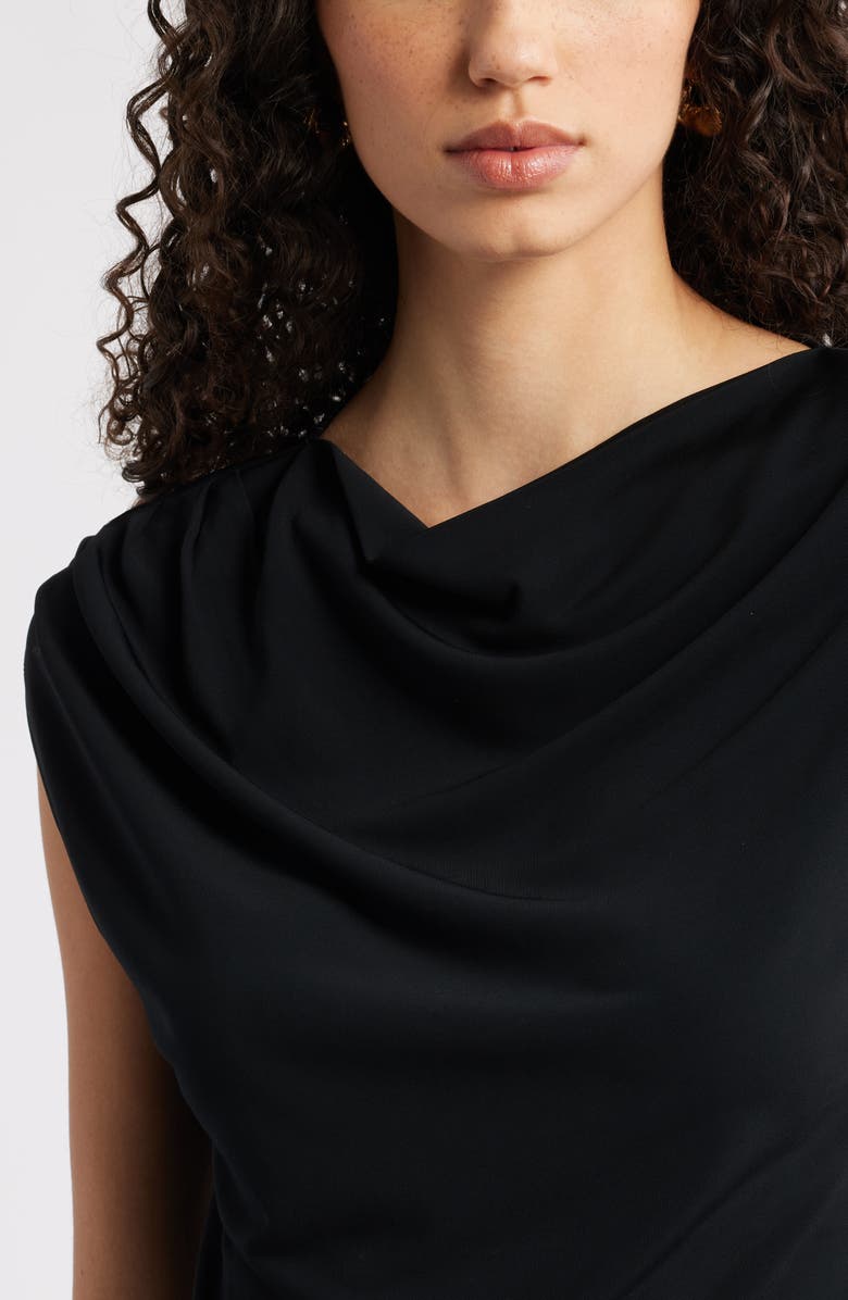 Nordstrom Drape Cap Sleeve Jersey Top, Alternate, color, Black