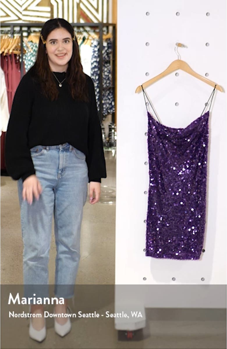Rocky Sequin Cowl Neck Minidress, sales video thumbnail