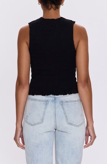 Phoebe Sleeveless Smocked Stretch Cotton Tank