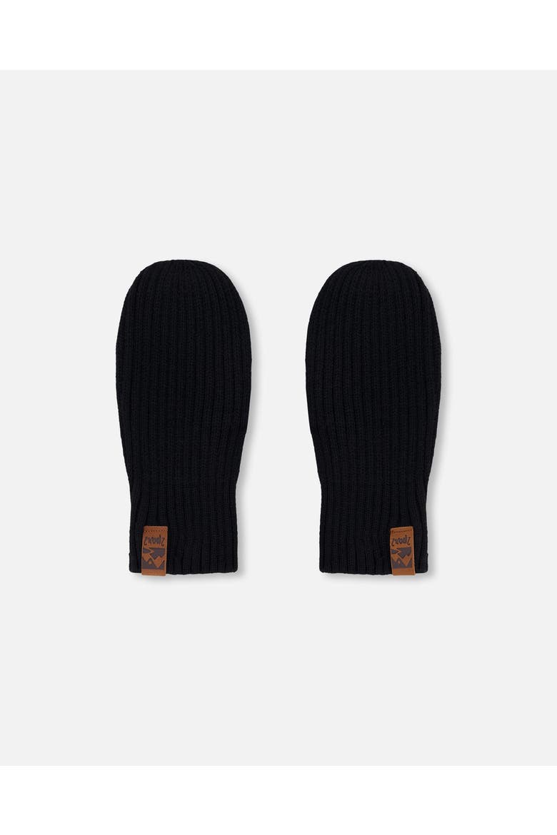 Gender Inclusive Soft Ribbed Knit Mittens, Main, color, Black