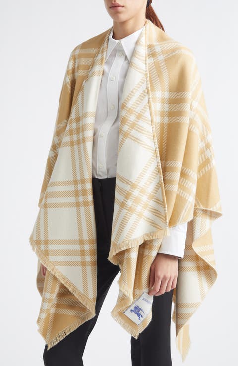 Lightweight Tribar Check Wool, Silk & Cashmere Cape