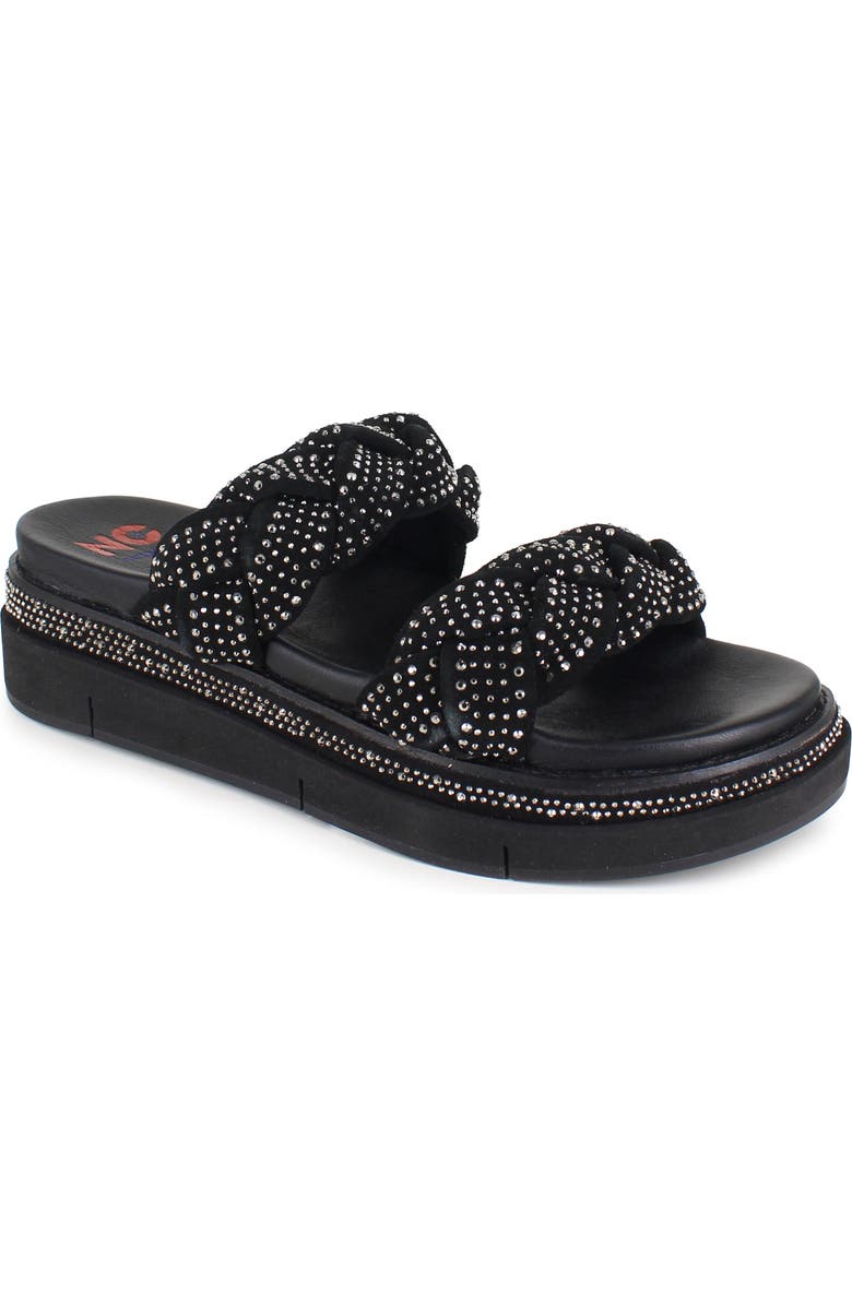 National Comfort Karena Braided Platform Slide Sandal, Main, color, Black Suede